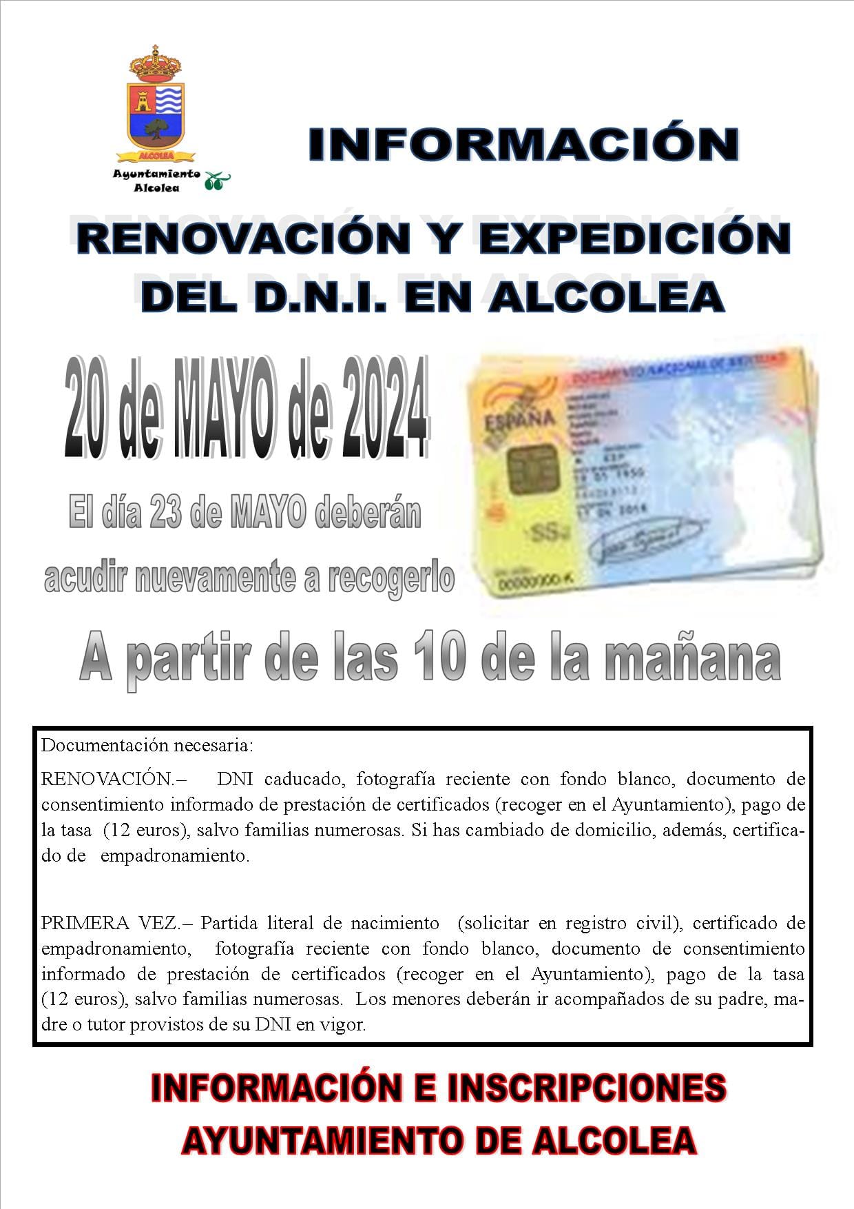 expediciones, dni, ayuntamiento, alcolea, policia, nacional, alcolea, 2024, renovaciones
